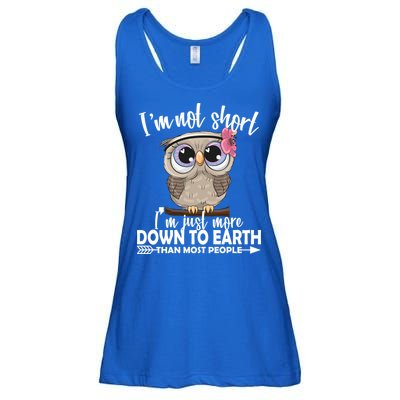 I'm Not Short I'm Just More Down To Earth Owl Ladies Essential Flowy Tank