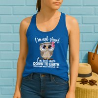 I'm Not Short I'm Just More Down To Earth Owl Womens Tank Top