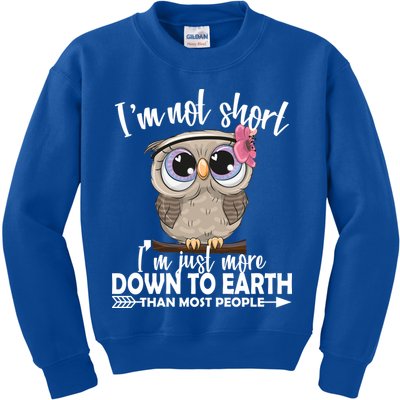 I'm Not Short I'm Just More Down To Earth Owl Kids Sweatshirt