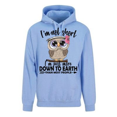 I'm Not Short I'm Just More Down To Earth Owl Unisex Surf Hoodie