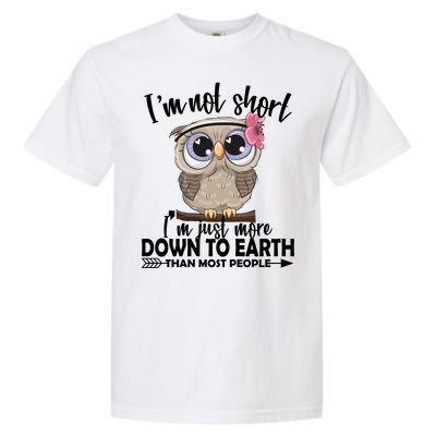 I'm Not Short I'm Just More Down To Earth Owl Garment-Dyed Heavyweight T-Shirt