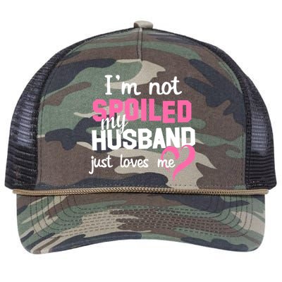 I'm Not Spoiled My Husband Just Loves Me Retro Rope Trucker Hat Cap