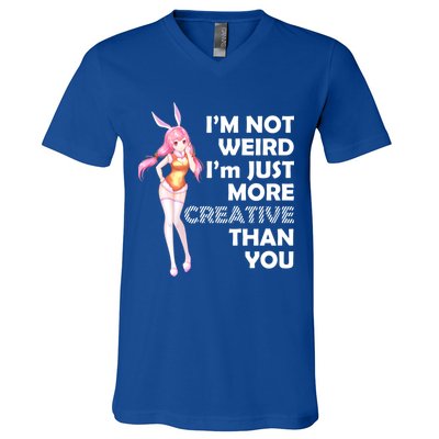 I'm Not Weird I'm Just More Creative Than You Anime Girl V-Neck T-Shirt
