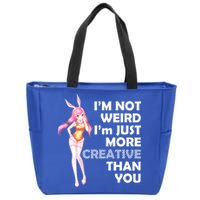 I'm Not Weird I'm Just More Creative Than You Anime Girl Zip Tote Bag