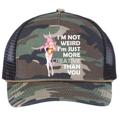 I'm Not Weird I'm Just More Creative Than You Anime Girl Retro Rope Trucker Hat Cap