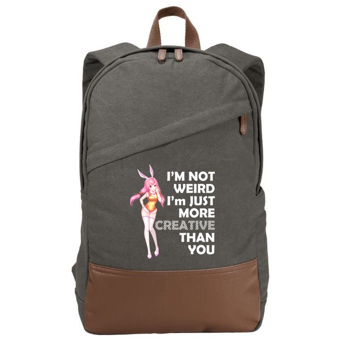 I'm Not Weird I'm Just More Creative Than You Anime Girl Cotton Canvas Backpack