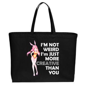 I'm Not Weird I'm Just More Creative Than You Anime Girl Cotton Canvas Jumbo Tote