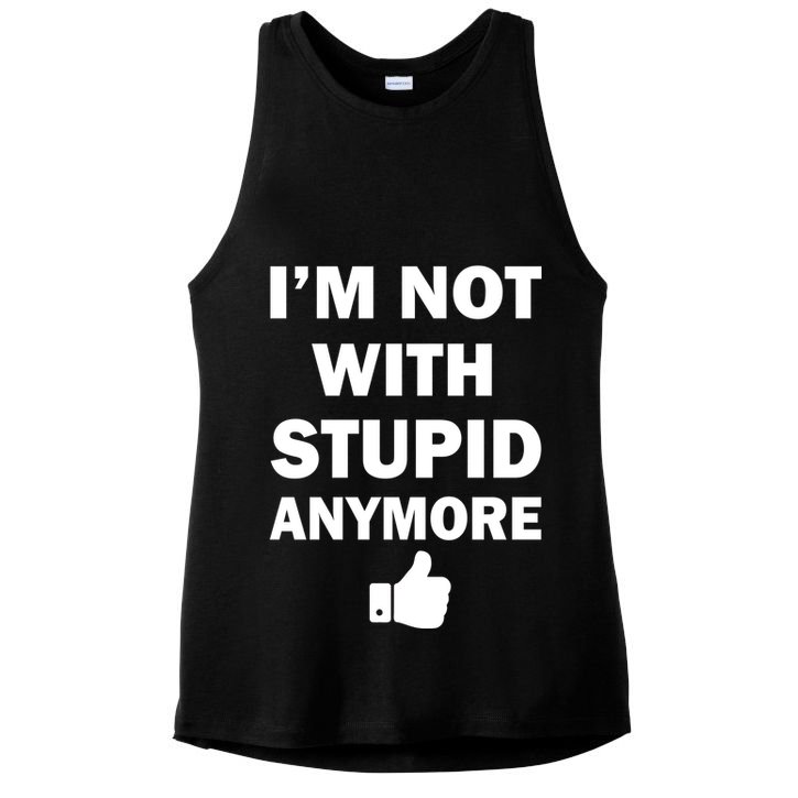 I'm Not With Stupid Anymore Ladies PosiCharge Tri-Blend Wicking Tank