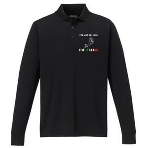 I'm Not Yelling I'm Italian Performance Long Sleeve Polo