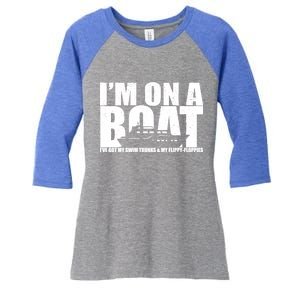 I'm On A Boat Funny Cruise Vacation Women's Tri-Blend 3/4-Sleeve Raglan Shirt