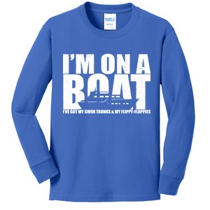 I'm On A Boat Funny Cruise Vacation Kids Long Sleeve Shirt