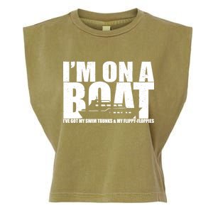 I'm On A Boat Funny Cruise Vacation Garment-Dyed Women's Muscle Tee