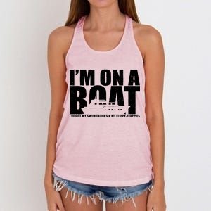 I'm On A Boat Funny Cruise Vacation Women's Knotted Racerback Tank