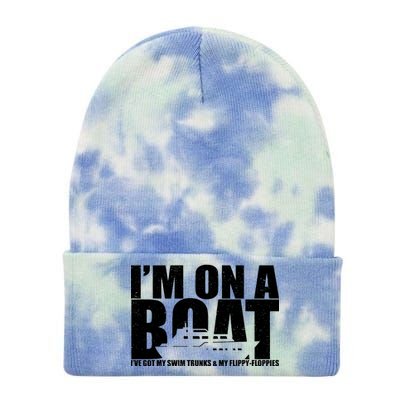 I'm On A Boat Funny Cruise Vacation Tie Dye 12in Knit Beanie