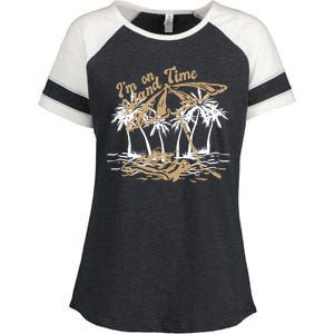 I'm On Island Time Enza Ladies Jersey Colorblock Tee