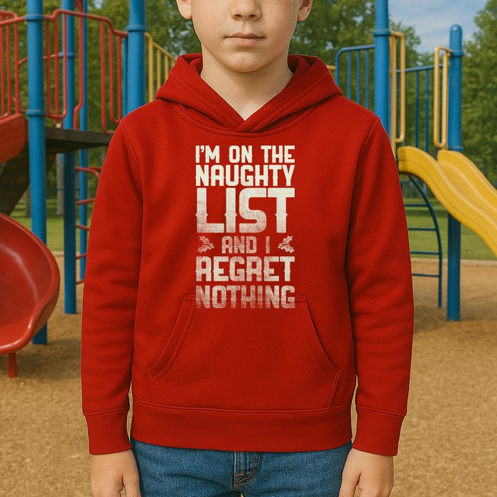 I'm On the Naughty List and I Regret Nothing  Kids Hoodie