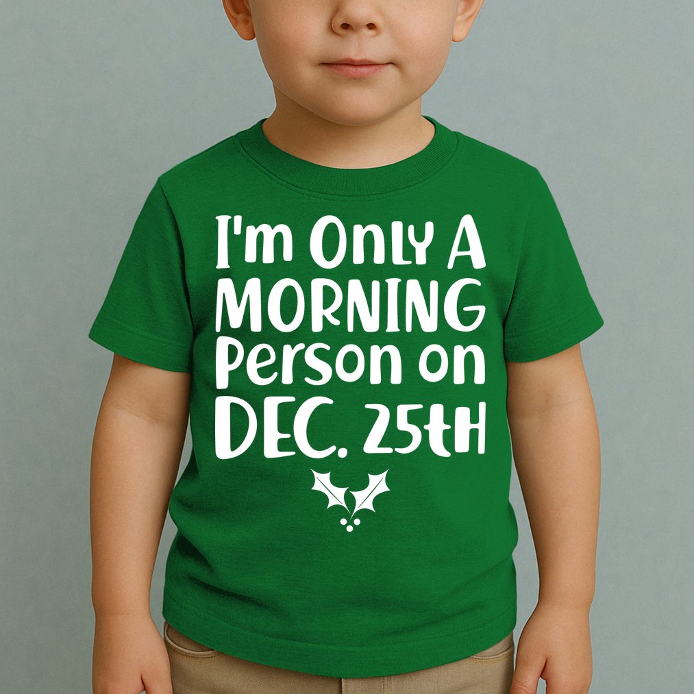 I'm Only A Morning Person on Dec 25th Christmas Toddler T-Shirt