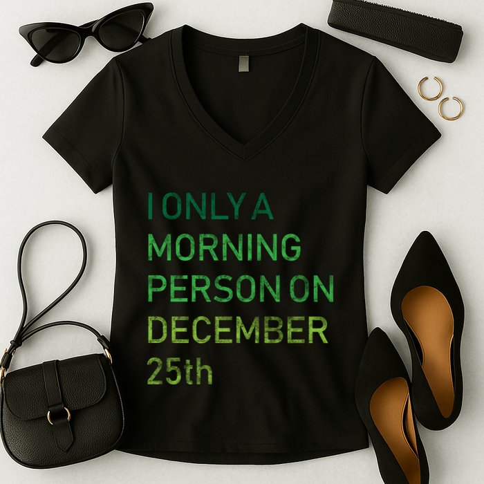 I'm Only A Morning Person On December 25 Women's V-Neck T-Shirt