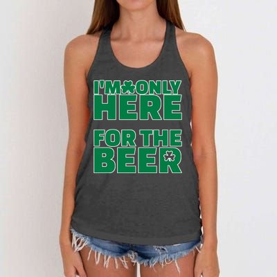 I'm Only Here For The Beer St Patricks Funny Women's Knotted Racerback Tank