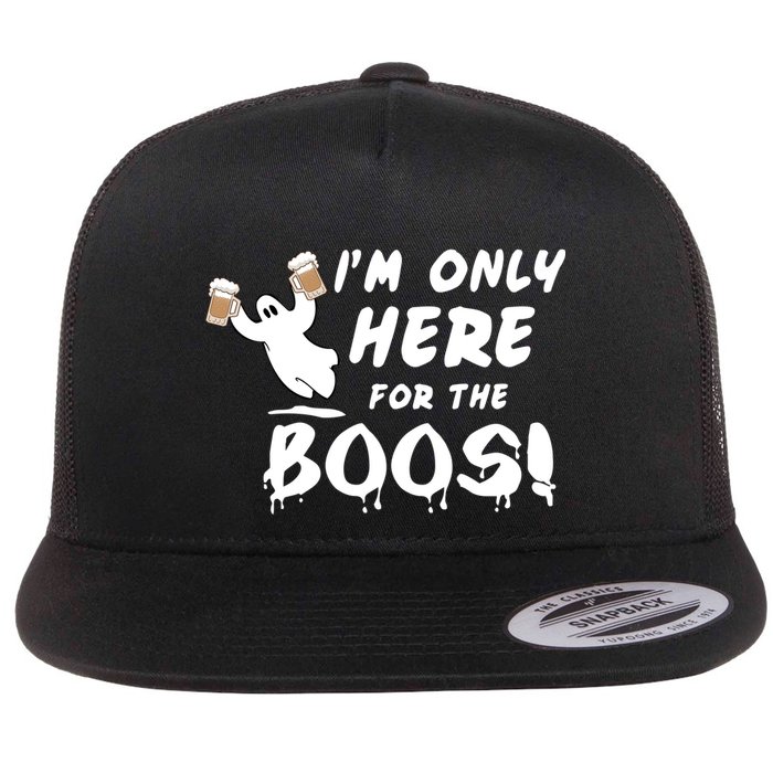 I'm Only here For The Boos! Ghost Flat Bill Trucker Hat
