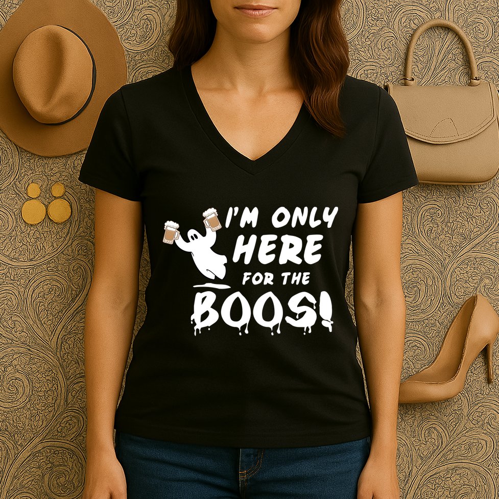 I'm Only here For The Boos! Ghost Women's V-Neck T-Shirt