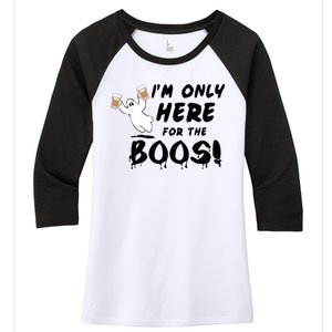 I'm Only here For The Boos! Ghost Women's Tri-Blend 3/4-Sleeve Raglan Shirt