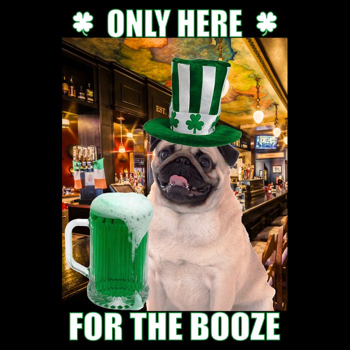 I'm Only Here for the Booze Beer Pug St. Patrick's Day Flat Bill Trucker Hat