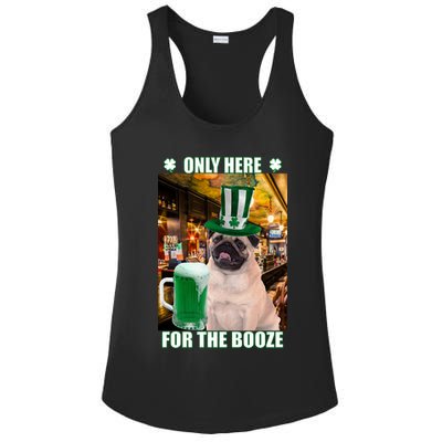 I'm Only Here for the Booze Beer Pug St. Patrick's Day Ladies PosiCharge Competitor Racerback Tank