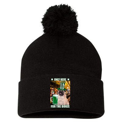 I'm Only Here for the Booze Beer Pug St. Patrick's Day Pom Pom 12in Knit Beanie