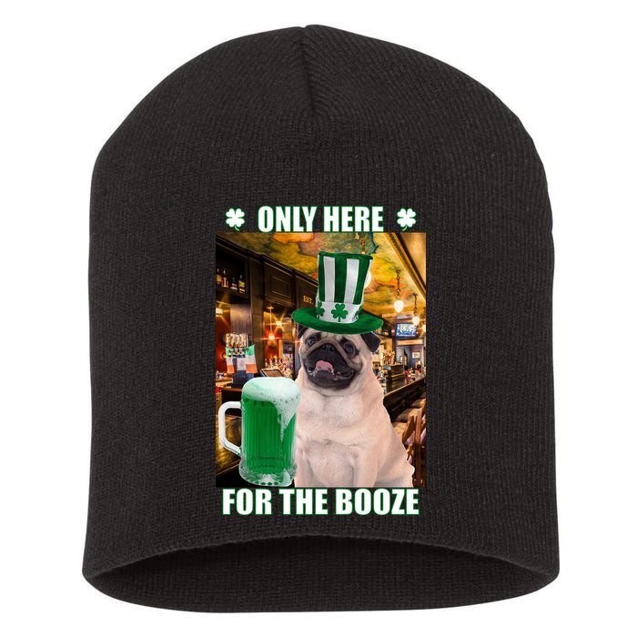 I'm Only Here for the Booze Beer Pug St. Patrick's Day Short Acrylic Beanie