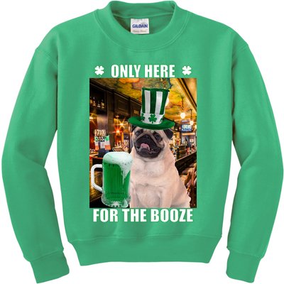 I'm Only Here for the Booze Beer Pug St. Patrick's Day Kids Sweatshirt
