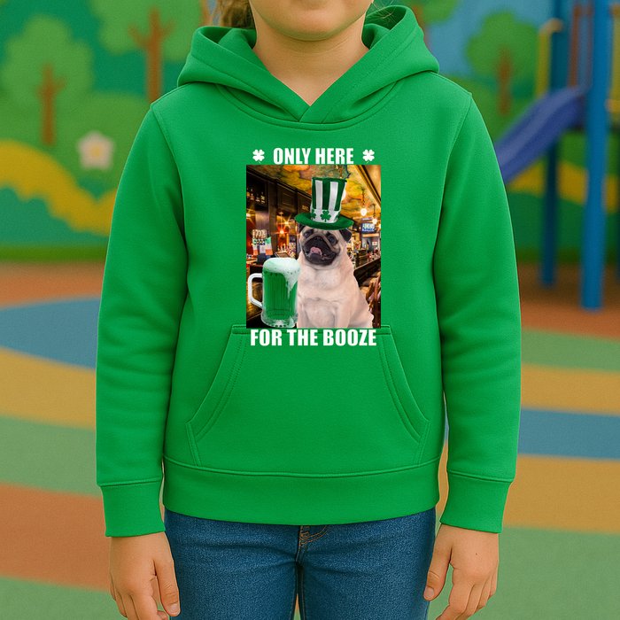I'm Only Here for the Booze Beer Pug St. Patrick's Day Kids Hoodie