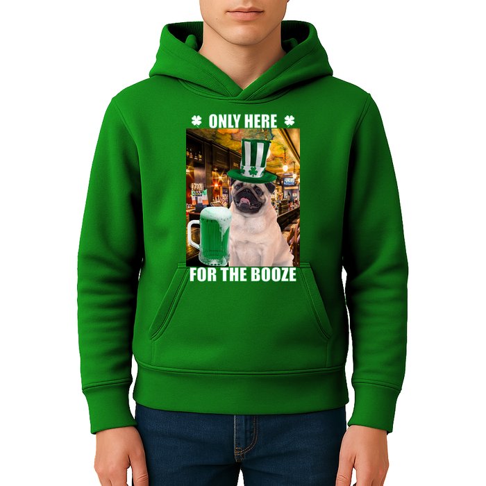 I'm Only Here for the Booze Beer Pug St. Patrick's Day Kids Hoodie
