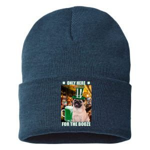 I'm Only Here for the Booze Beer Pug St. Patrick's Day Sustainable Knit Beanie