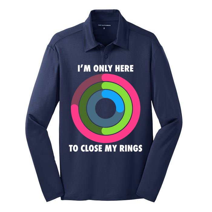 I'm Only Here To Close My Rings Silk Touch Performance Long Sleeve Polo