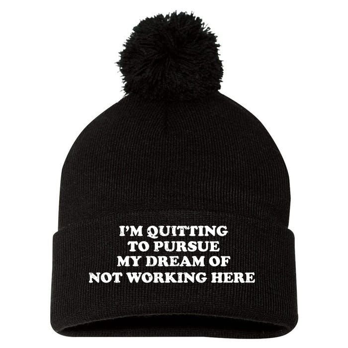 I'm Quitting To Pursue My Dream Of Not Working Here Pom Pom 12in Knit Beanie