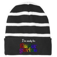 I'm Ready For Kindergarten Striped Beanie with Solid Band