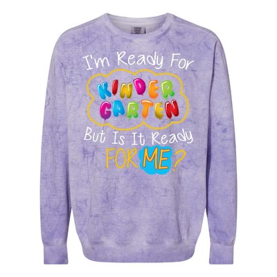 I'm Ready Kids First Day Of Kindergarten Colorblast Crewneck Sweatshirt