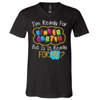 I'm Ready Kids First Day Of Kindergarten V-Neck T-Shirt