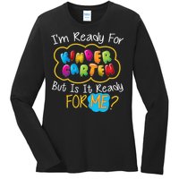 I'm Ready Kids First Day Of Kindergarten Ladies Long Sleeve Shirt