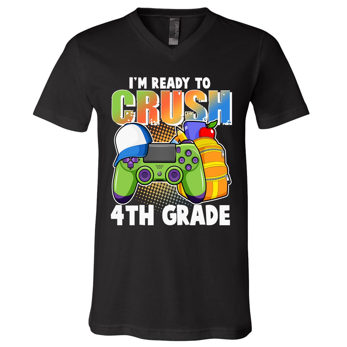 I'm Ready To Crush 4th Grade Video Gamer V-Neck T-Shirt