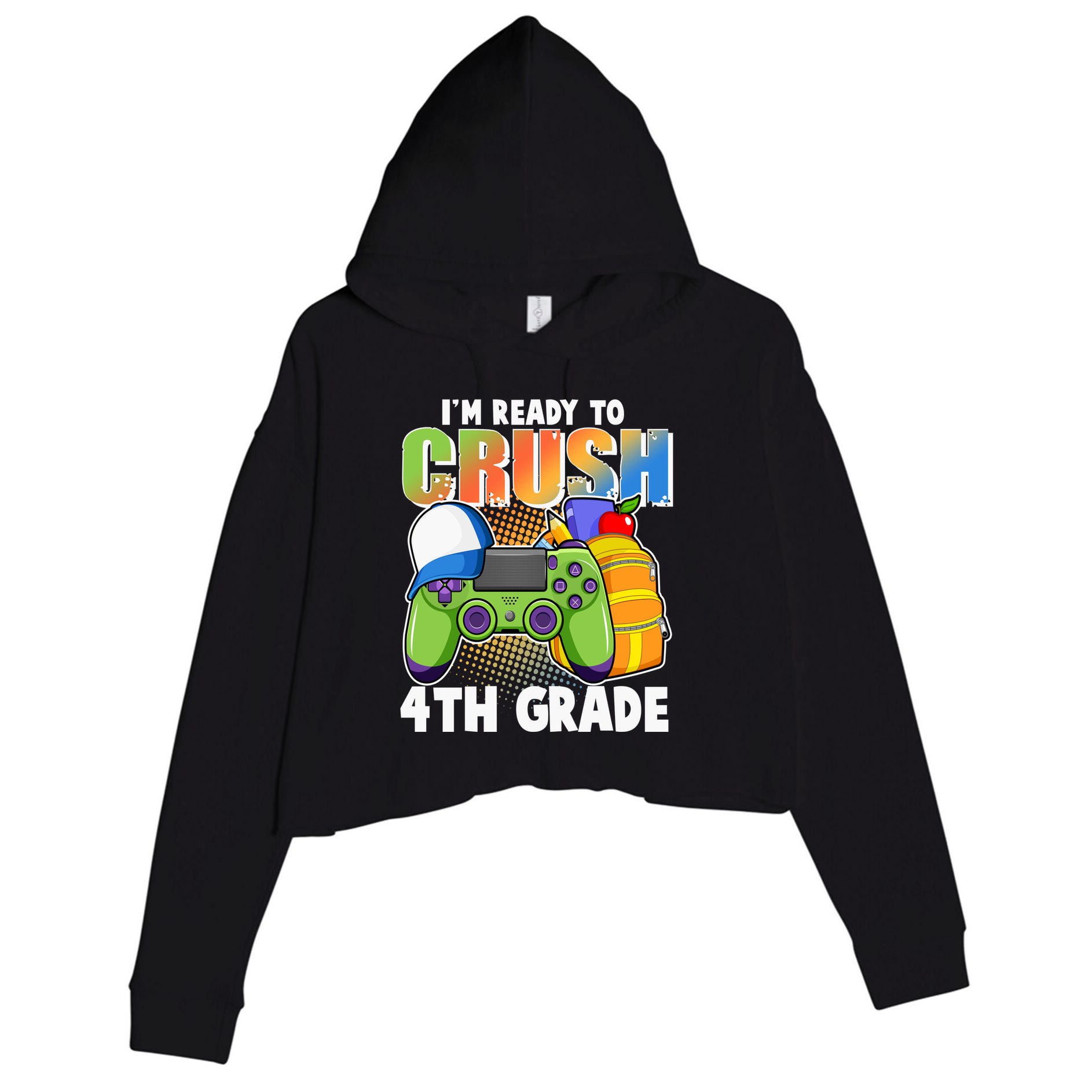 I'm Ready To Crush 4th Grade Video Gamer Crop Fleece Hoodie