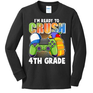 I'm Ready To Crush 4th Grade Video Gamer Kids Long Sleeve Shirt