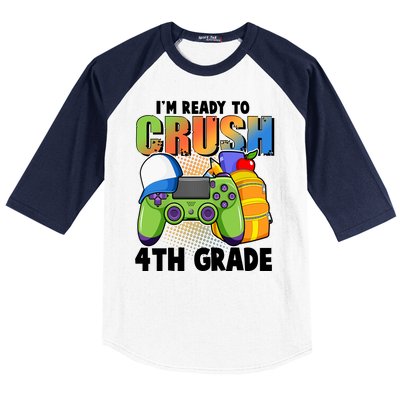 I'm Ready To Crush 4th Grade Video Gamer Baseball Sleeve Shirt