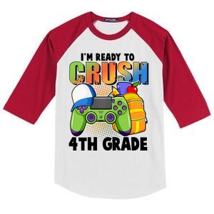 I'm Ready To Crush 4th Grade Video Gamer Kids Colorblock Raglan Jersey