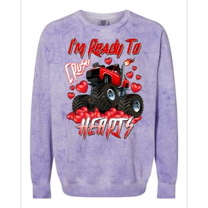 I'm Ready To Crush Hearts Monster Truck Valentine's Day Colorblast Crewneck Sweatshirt