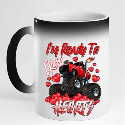 I'm Ready To Crush Hearts Monster Truck Valentine's Day 11oz Black Color Changing Mug