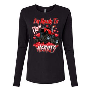 I'm Ready To Crush Hearts Monster Truck Valentine's Day Womens Cotton Relaxed Long Sleeve T-Shirt