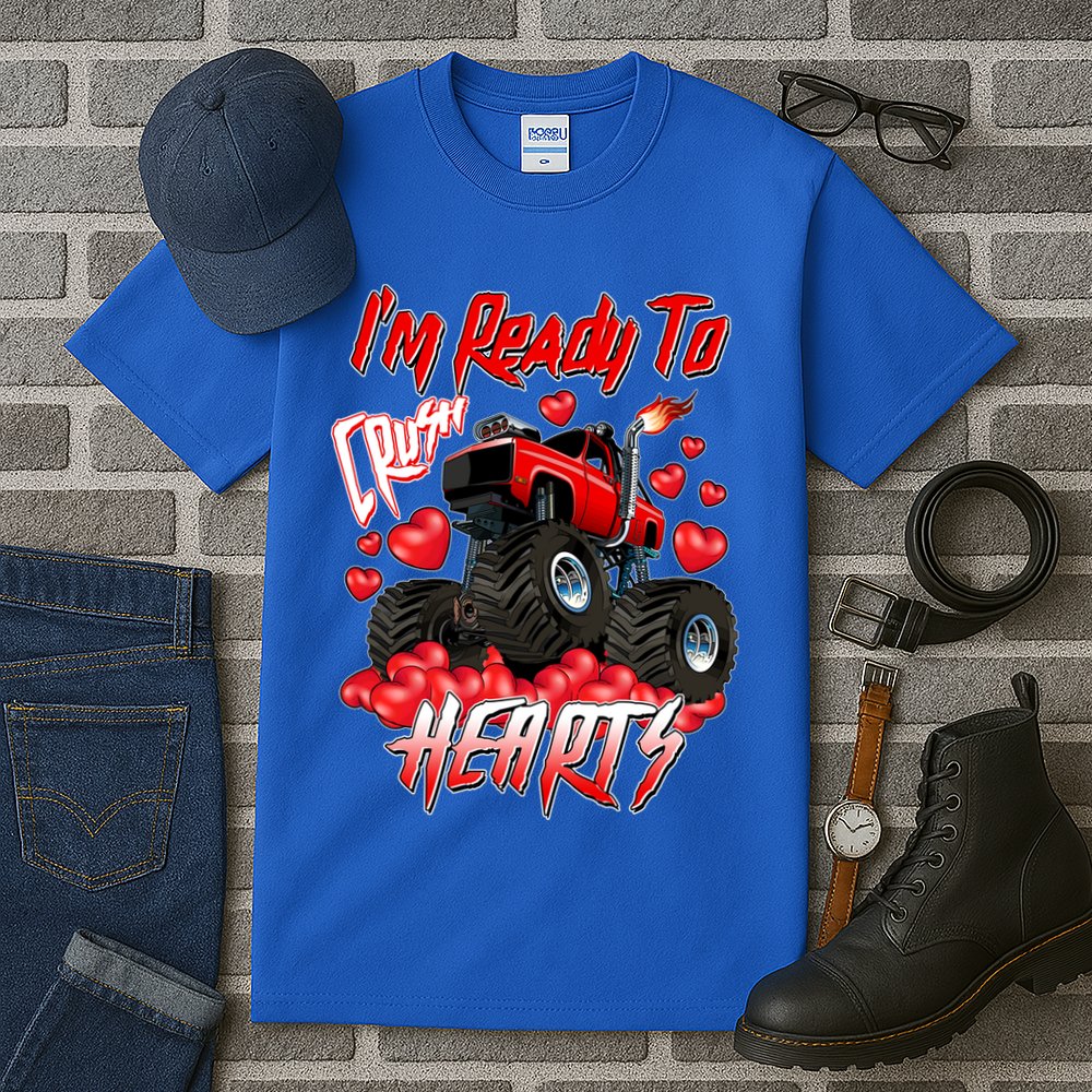 I'm Ready To Crush Hearts Monster Truck Valentine's Day Tall T-Shirt
