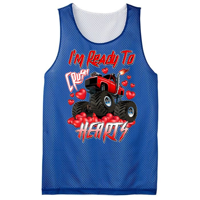 I'm Ready To Crush Hearts Monster Truck Valentine's Day Mesh Reversible Basketball Jersey Tank